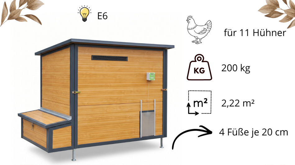 Hühnerstall - Hühnerhaus Rosina winterfest 150 cm groß für 11 Hühner mit 4 Füße E6