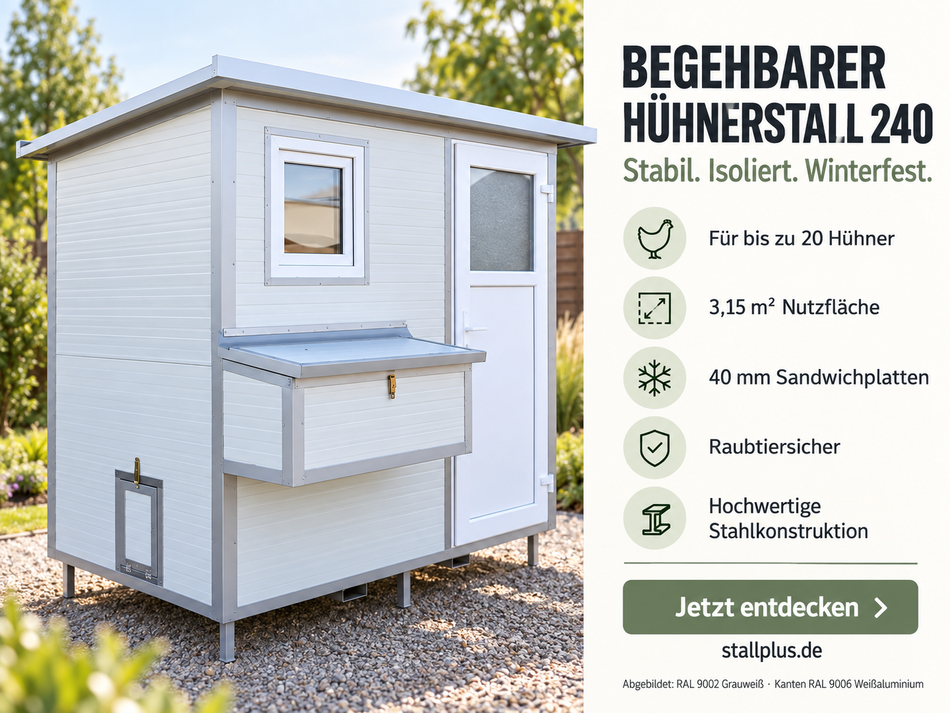 Mobile Hühnerstall begehbar 240 Stahlstall Variante "Aw"