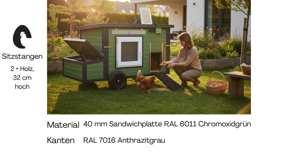 Pollaio Rica – 2 ruote (variante D4, isolato e resistente all'inverno)