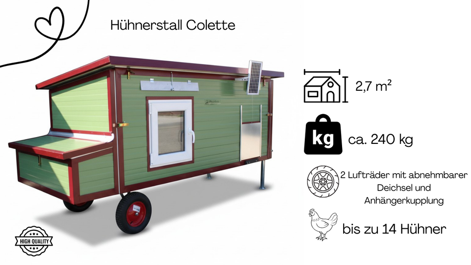 Pollaio Colette – 2 ruote (variante I3, isolato e resistente all'inverno)