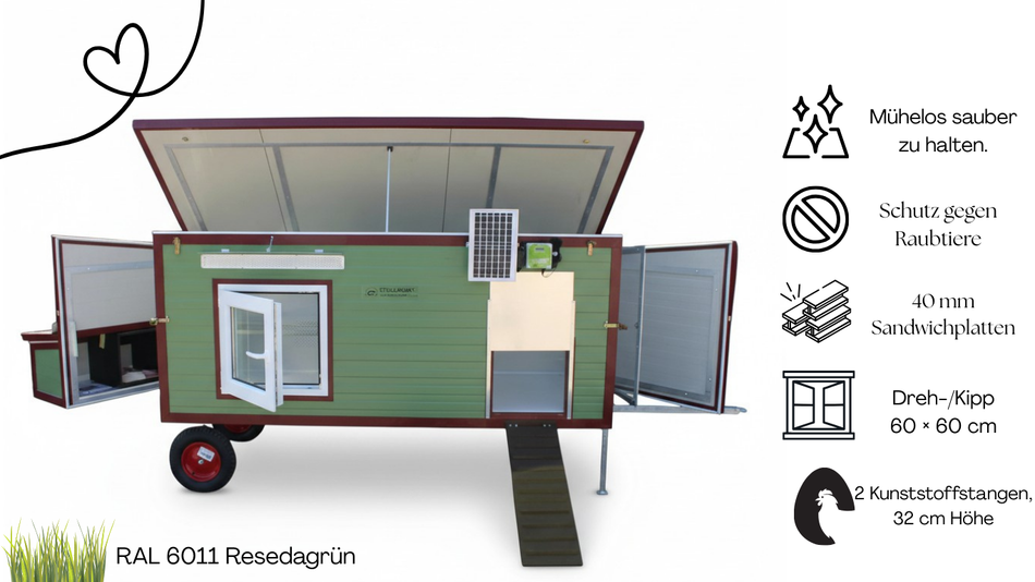 Pollaio Colette – 2 ruote (variante I3, isolato e resistente all'inverno)