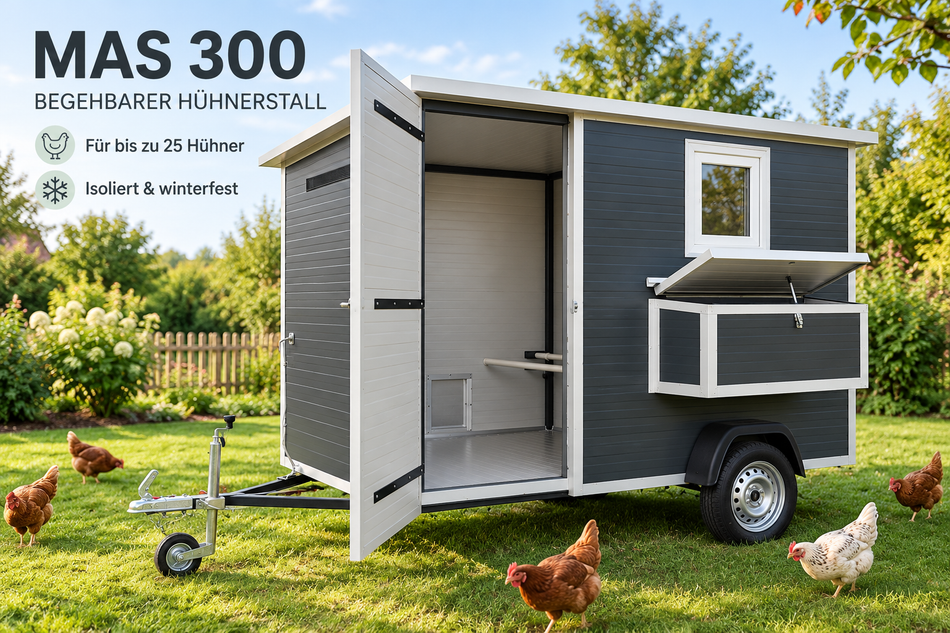 Hühnerstall MAS 300 begehbar für 25 Hühner
