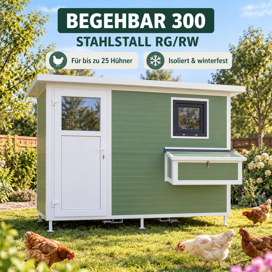Mobile Hühnerstall begehbar 300 Stahlstall Rg/Rw
