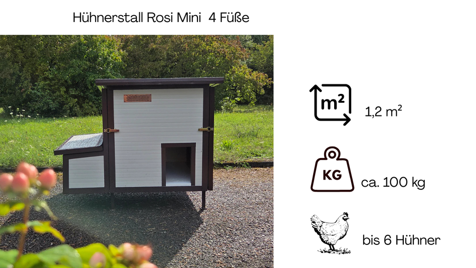 Hühnerstall Rosi Mini - 4 Füße (Variante A2, isoliert & winterfest)