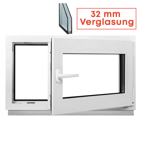 Plastic window white 2 glass tilt and turn DIN right left