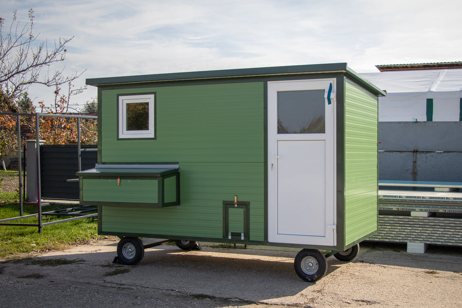 Mobile Hühnerstall begehbar 300 mit 4 Räder Stahlstall Rg/Rw