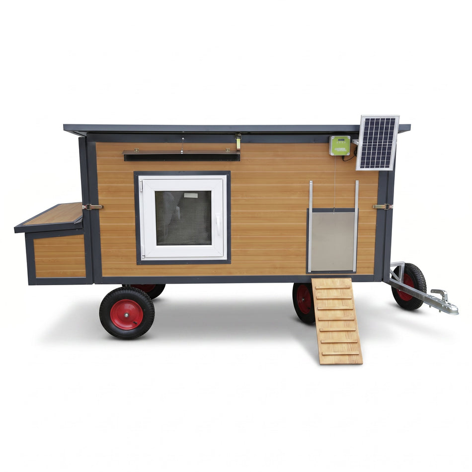 Hühnerstall - Hühnerhaus Rosina Allrad winterfest Stahlstall für 11 Hühner mit 4 Räder K3