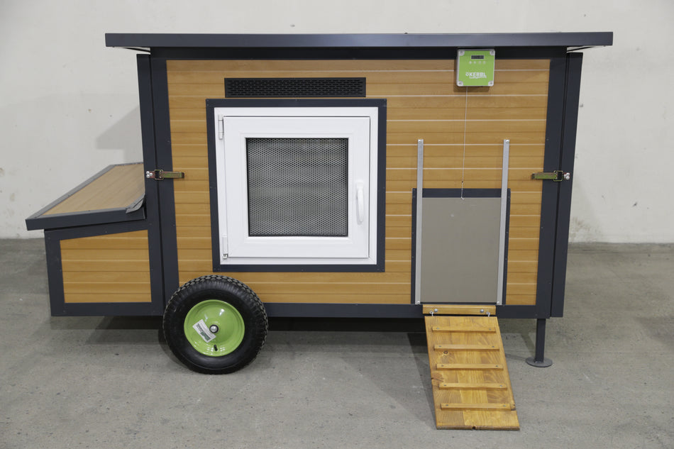 Hühnerstall - Hühnerhaus Rica mit 2 Räder winterfest Stahlstall für 8 Hühner inkl. Sommertür Ho/Ag