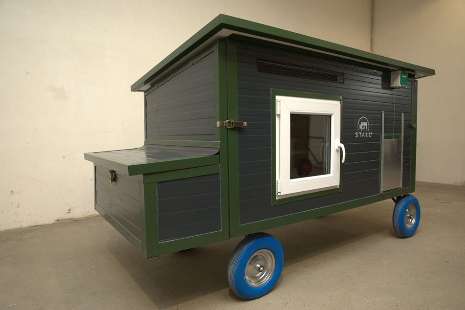 Hühnerstall - Hühnerhaus Rosina Allrad winterfest Stahlstall für 11 Hühner mit 4 Räder Ag/Chg