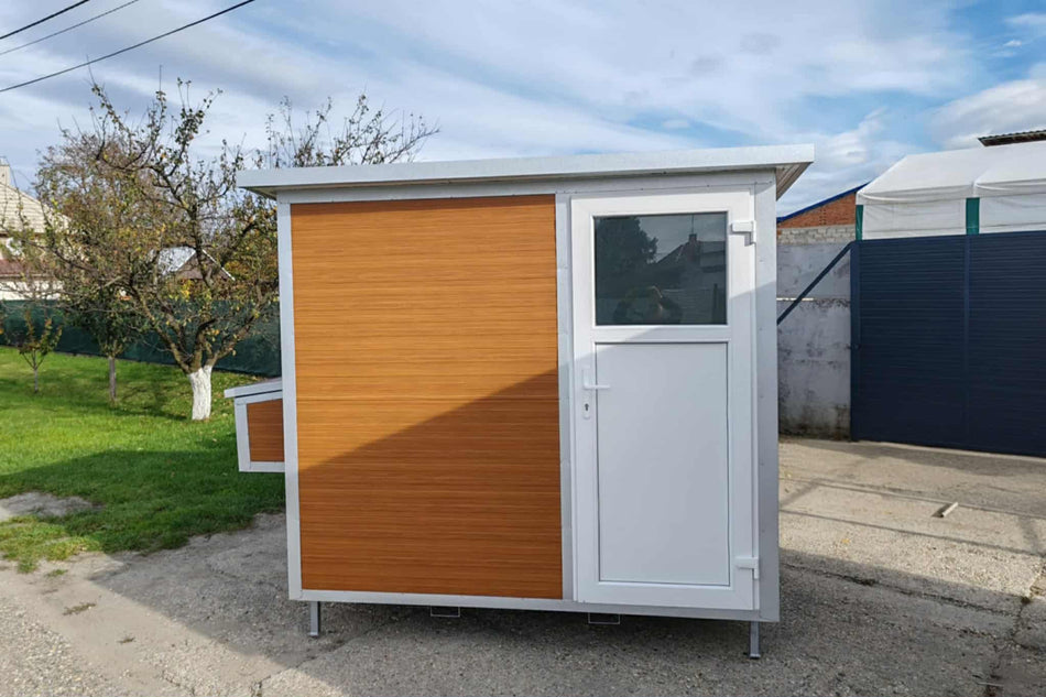 Mobile Hühnerstall begehbar 240 Stahlstall Variante "B" Holzoptik