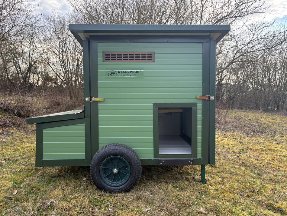 Hühnerstall- Hühnerhaus isoliert, winterfest Modell "Rosi" Mini mit 2 Räder für 6 Hühner Rg/Chg