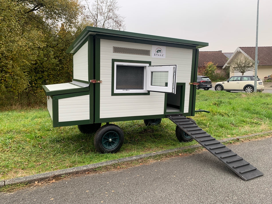 Hühnerstall - Hühnerhaus Rica Allrad winterfest Stahlstall für 8 Hühner Grw/Wr