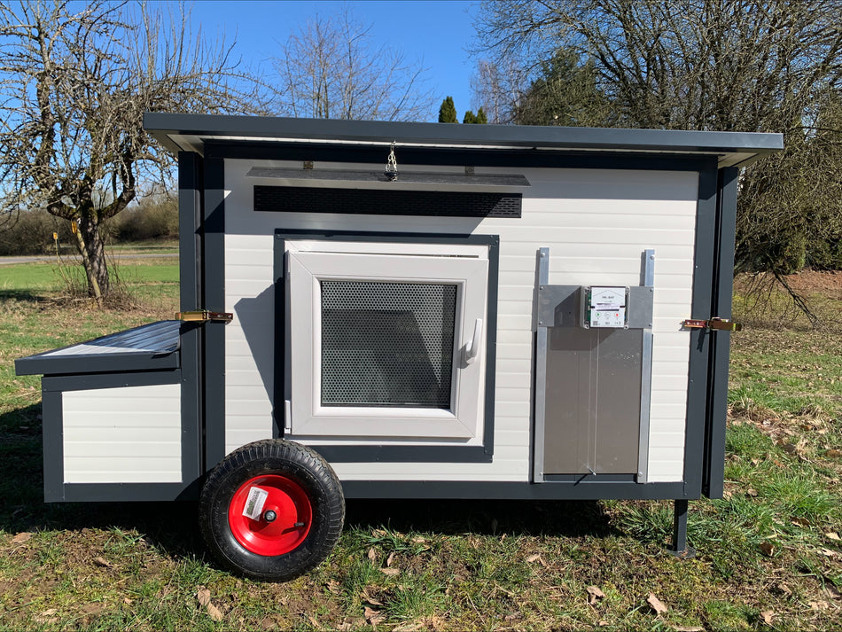 Hühnerstall - Hühnerhaus Rica mit 2 Räder winterfest Stahlstall für 8 Hühner Gw/Ag